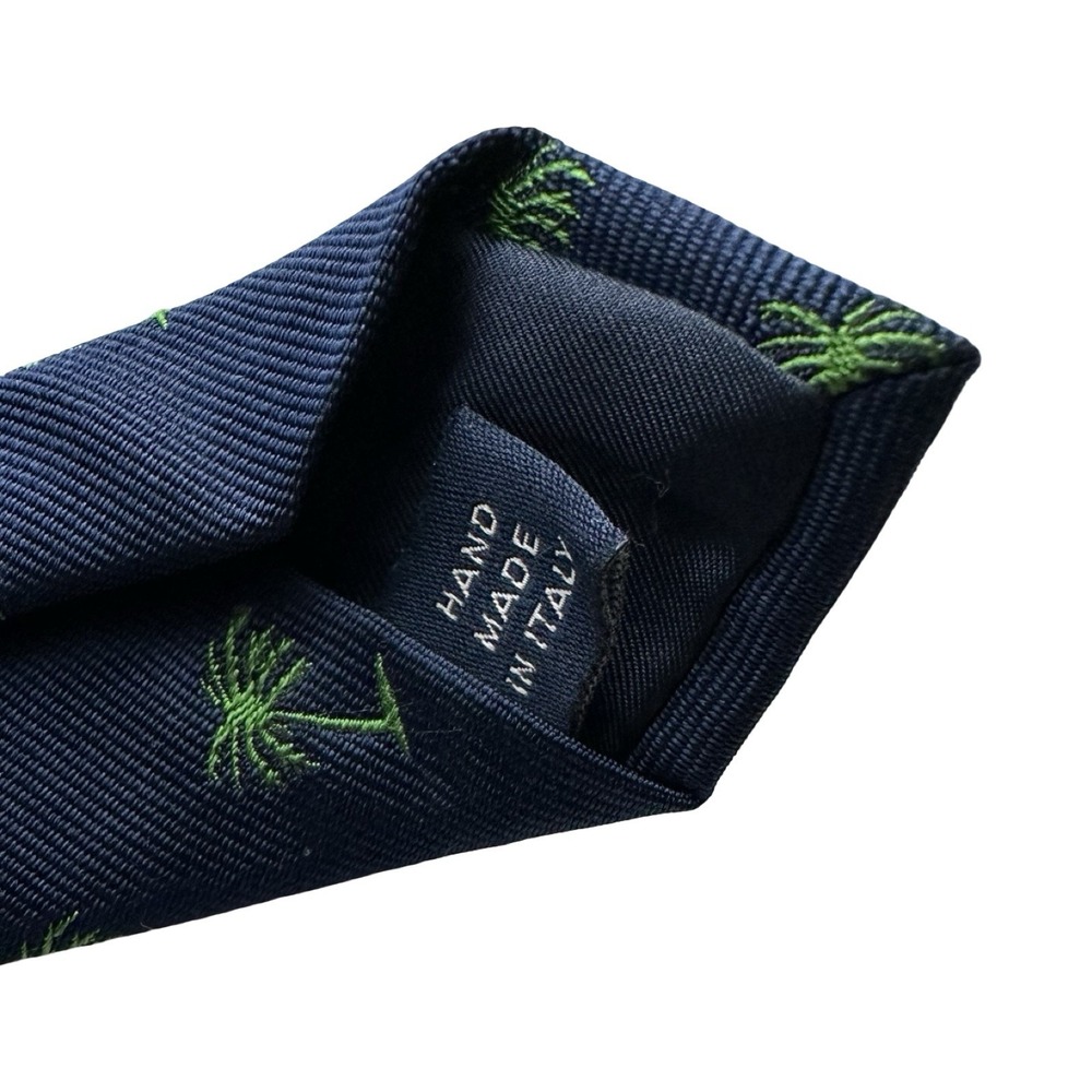 Polo Ralph Lauren Mens Blue Green Palm Tree AOP Silk Tie 3.75 Inch Width Italy - Picture 3 of 5